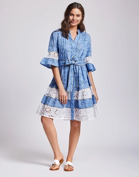 Aura 3/4 Sleeve Dress - Capri Blue Swim Womens - bikinis clearance