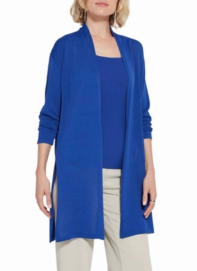 Avril Knit Duster In Cobalt Pop Tops Womens - bodysuits clearance