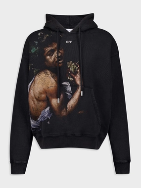 Bacchus-Print Cotton Hoodie Tops Mens - thermal tops