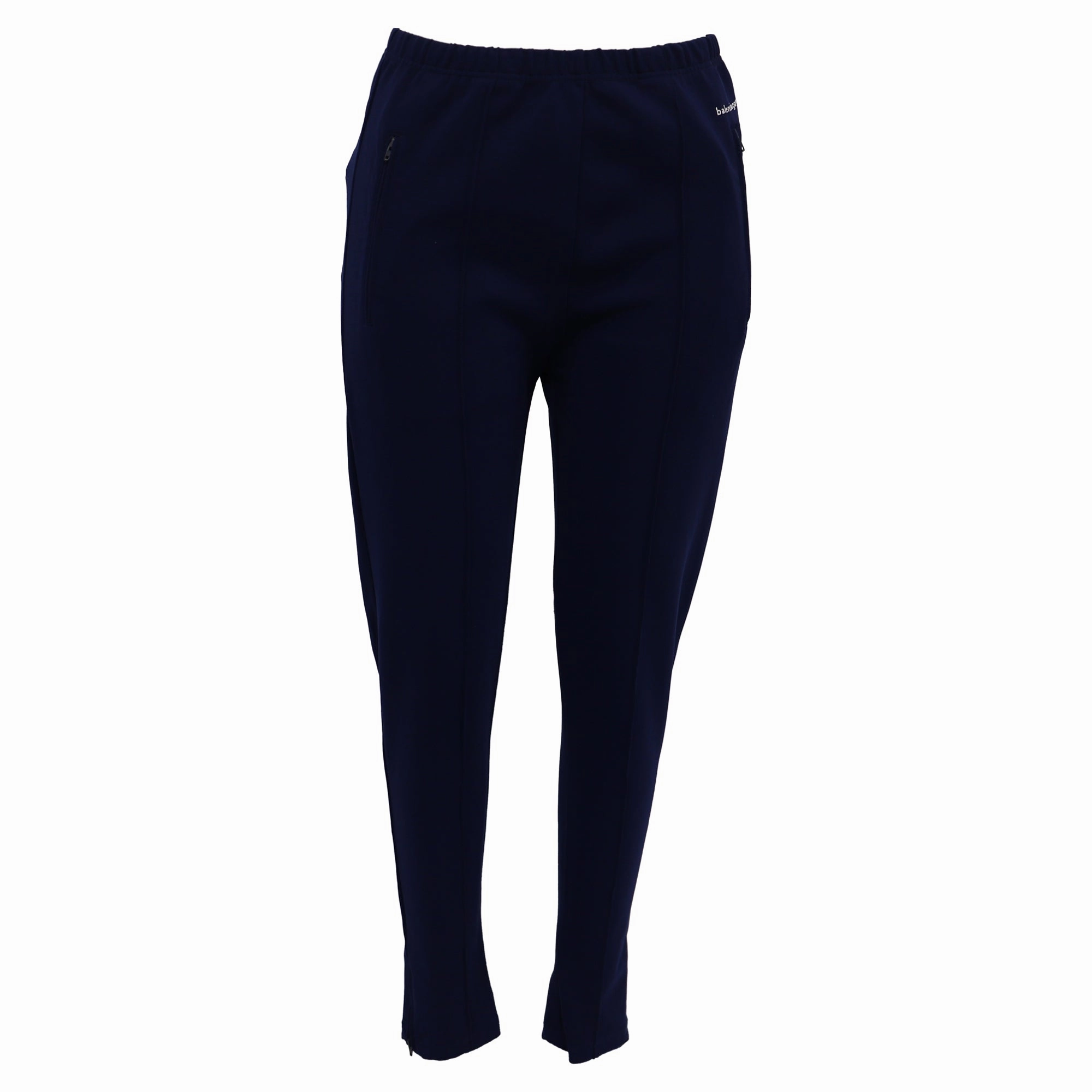Balenciaga Gartered Slim-Fit Trousers in Navy Blue Polyester womens tailored trousers deal