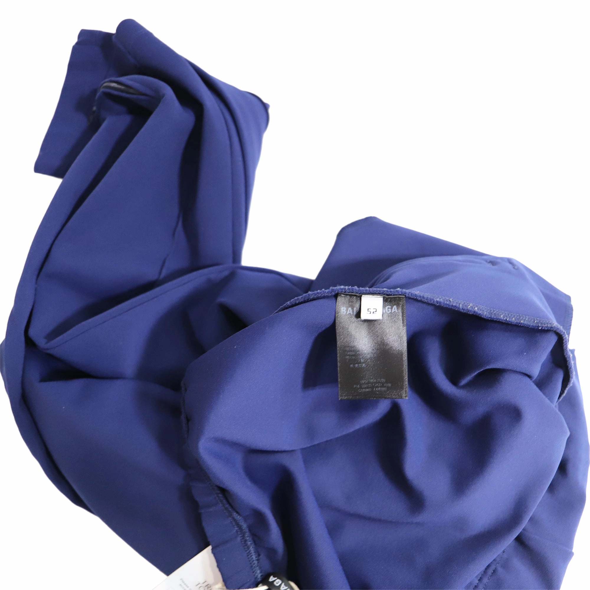 Balenciaga Gartered Slim-Fit Trousers in Navy Blue Polyester