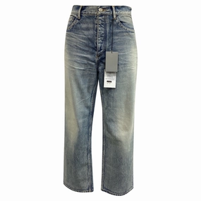 Balenciaga Mid-Rise Washed Tapered Jeans in Light Blue Denim womens capris online shop