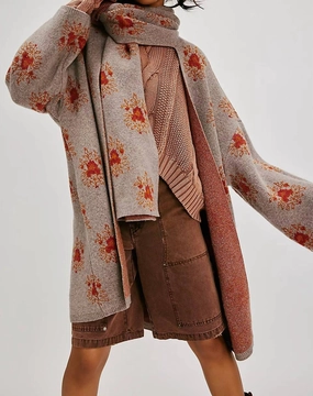 Bali Ayla Scarf Cardigan In Autumn Combo Tops Womens - puff-sleeve tops