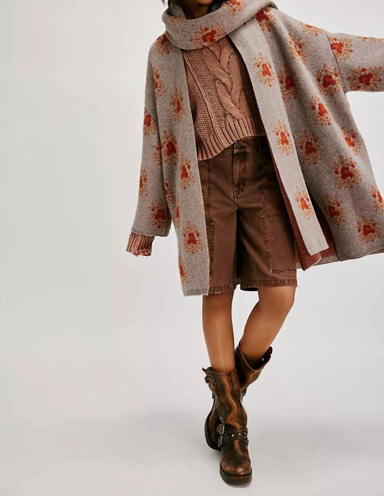 Bali Ayla Scarf Cardigan In Autumn Combo