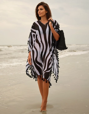 Bali Kaftan - Black and White Swim Womens - bikinis clearance