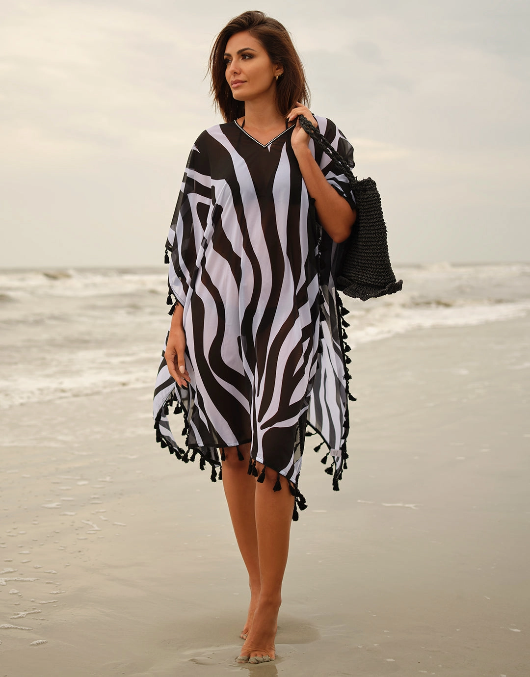 Bali Kaftan - Black and White Swim Womens - bikinis clearance