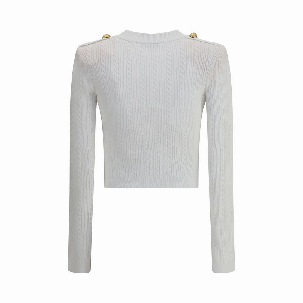 Balmain LS BUTTONED V-NECK TORSADE KNIT Women's CARDIGAN