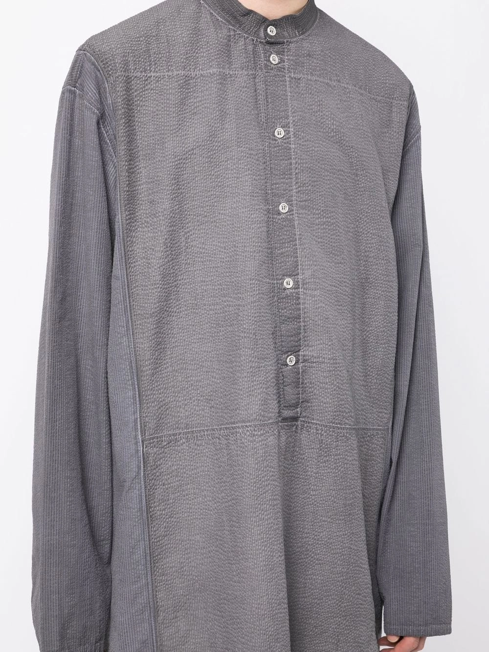 Band-Collar Cotton Shirt
