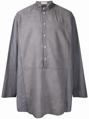 Band-Collar Cotton Shirt mens polos clearance