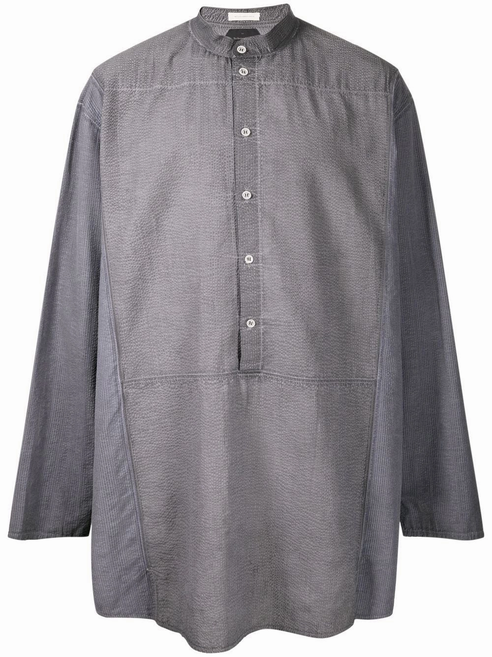 Band-Collar Cotton Shirt mens polos clearance