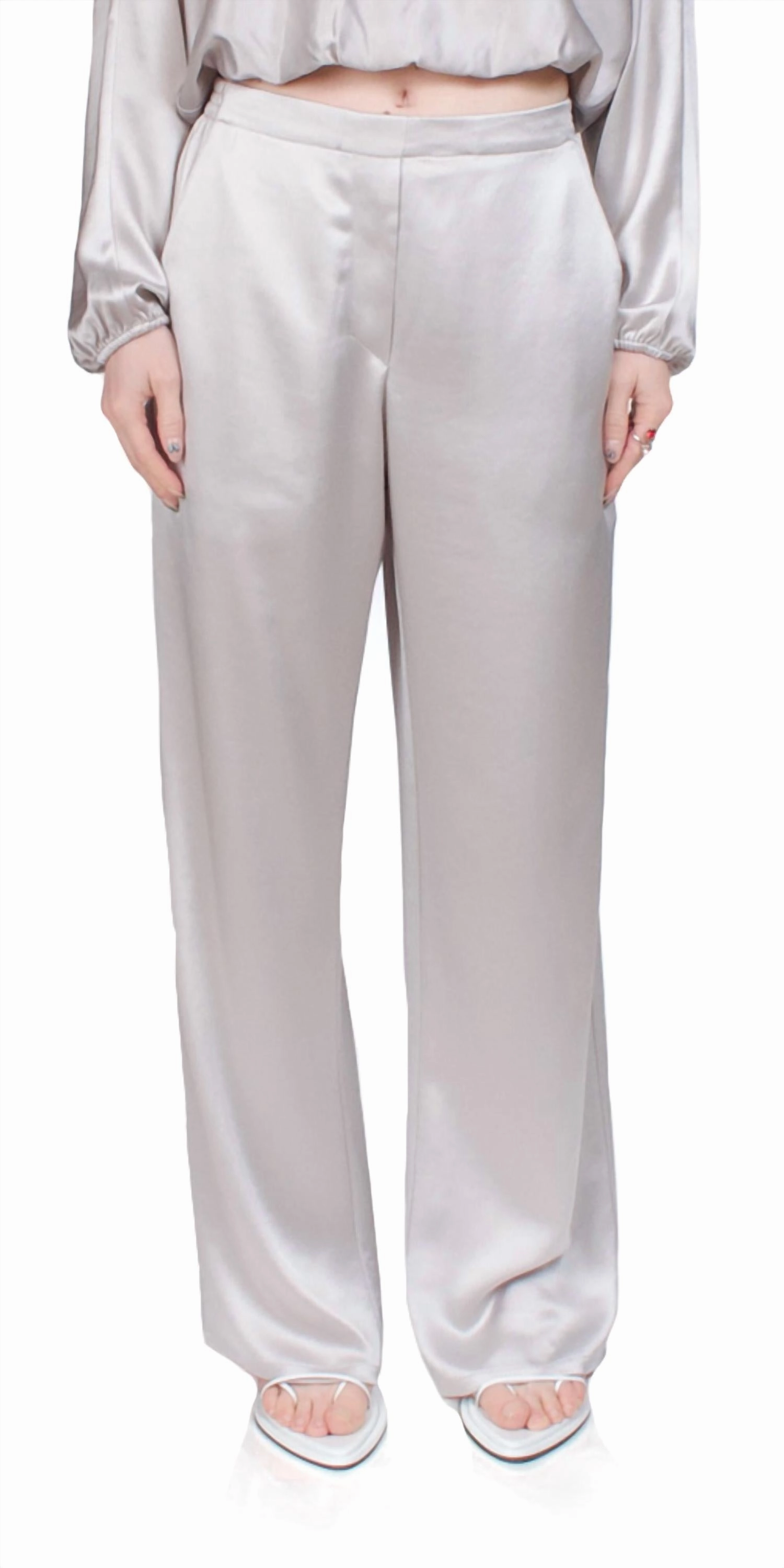 Barb Satin Painter Pant In Cement womens capris online shop