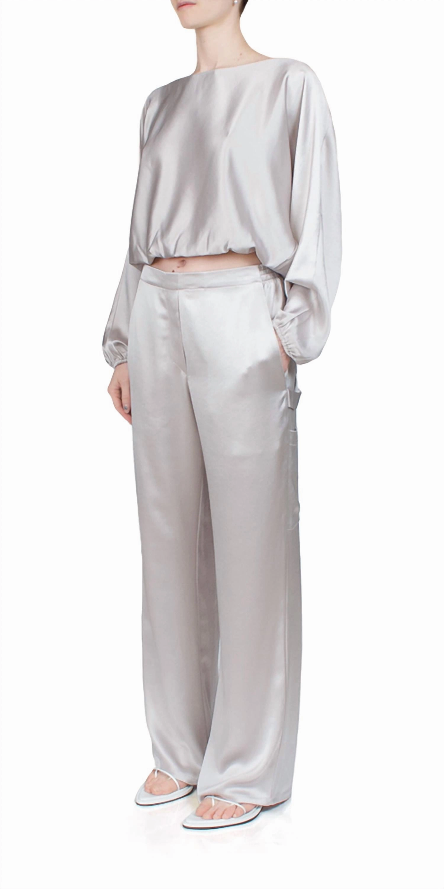 Barb Satin Painter Pant In Cement