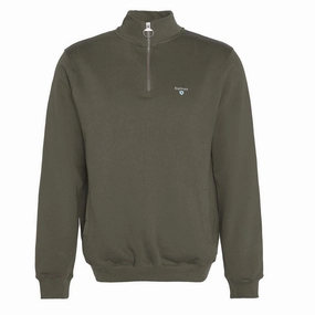 Barbour Beckhill Half Zip Sweatshirt Mid Olive mens long sleeves cheap