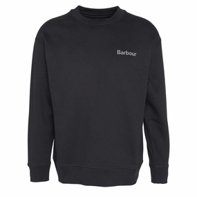 Barbour Brushed Nicholas OS Crew Neck Sweatshirt Black mens long sleeves cheap