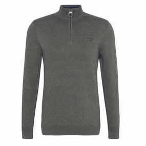 Barbour Cotton Tainsbury Half Zip Sweater Olive mens sweaters cheap