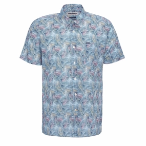 Barbour Devon Printed Summer Fit Shirt Dusk Blue mens tank tops best deals
