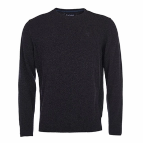 Barbour Essential Lambswool Crew Neck Charcoal mens sweaters cheap