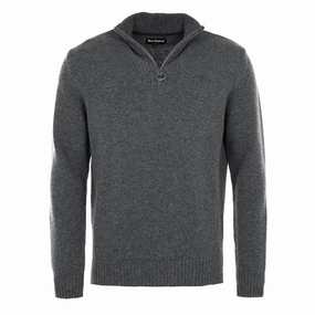 Barbour Essential Lambswool Half Zip Knitted Jumper Charcoal mens sweaters cheap