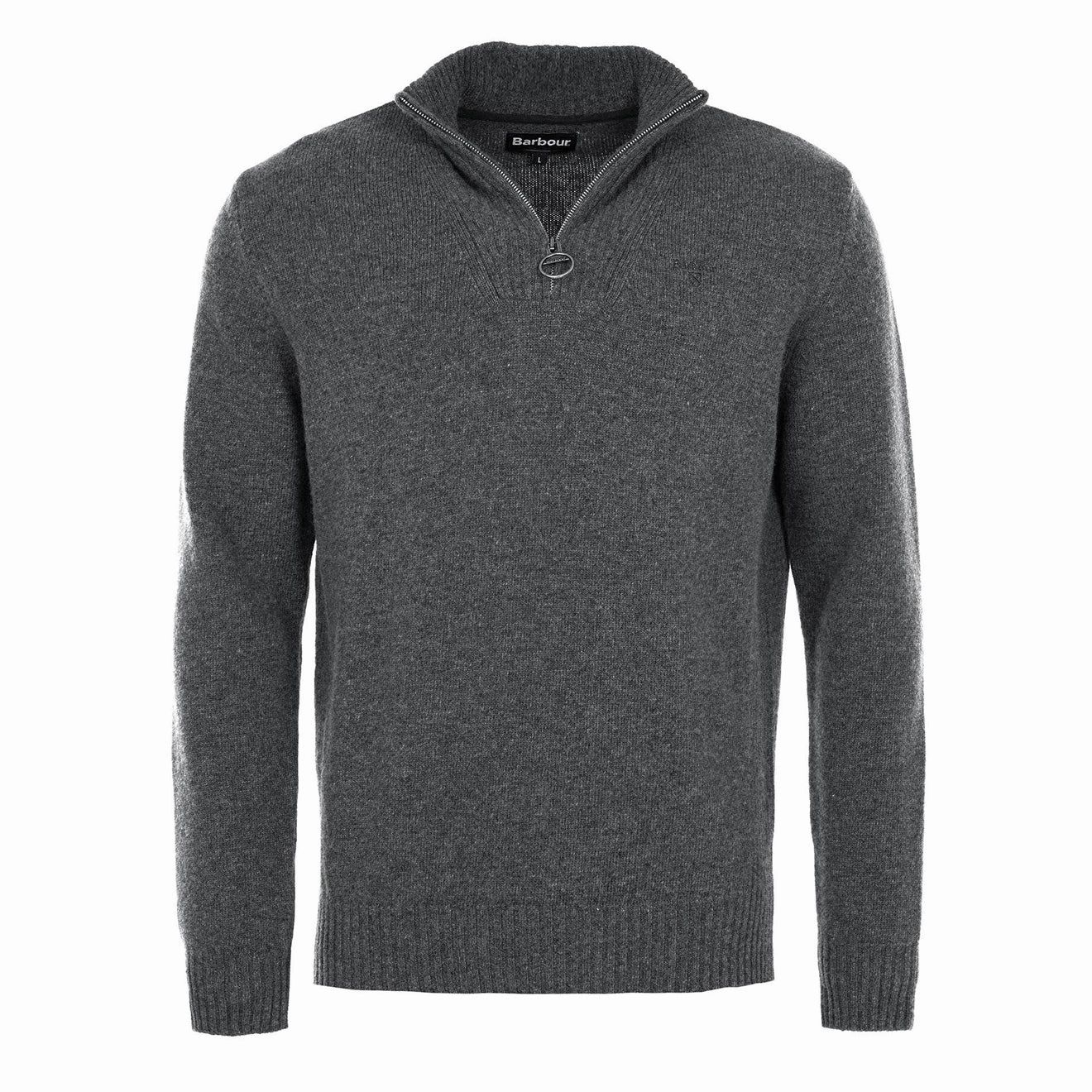 Barbour Essential Lambswool Half Zip Knitted Jumper Charcoal mens sweaters cheap