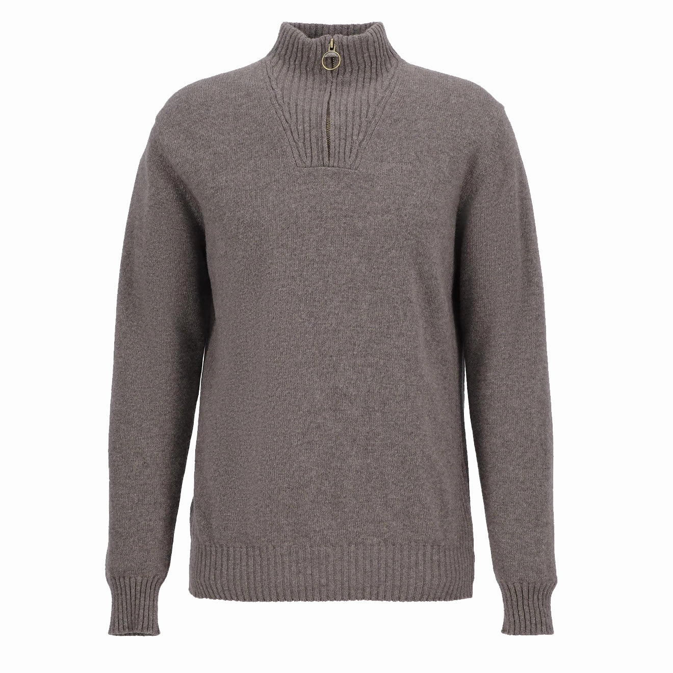 Barbour Essential Lambswool Half Zip Knitted Jumper Dark Stone mens sweaters cheap