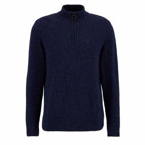 Barbour Essential Tisbury Half Zip Knitted Jumper Navy mens sweaters cheap