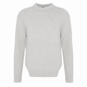 Barbour Grangetown Merino Crew Neck Sweater Light Grey mens sweaters cheap