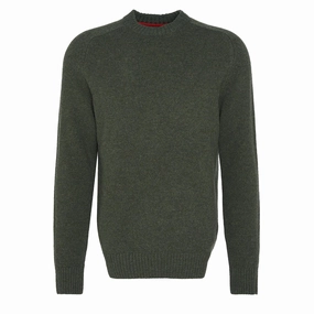 Barbour Grangetown Merino Crew Neck Sweater Mid Olive mens sweaters cheap