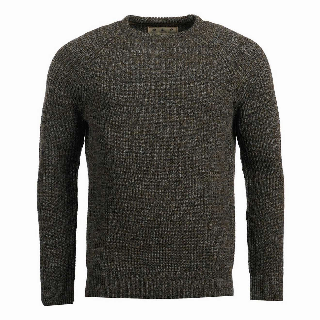 Barbour Horseford Crew Knitwear Olive mens sweaters cheap