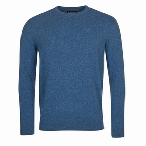Barbour Lambswool Essential Crew Knit Denim Marl mens sweaters cheap