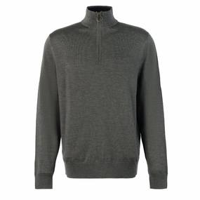 Barbour Loyton Merino Half Zip Olive Marl mens sweaters cheap
