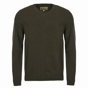 Barbour Nelson Essential V-Neck Knit Seaweed mens sweaters cheap