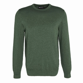 Barbour Pima Cotton Crew Neck Knit Rifle Green mens sweaters cheap