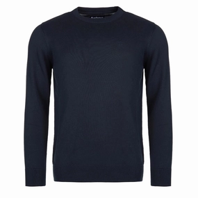 Barbour Pima Cotton Crew Neck Navy mens sweaters cheap