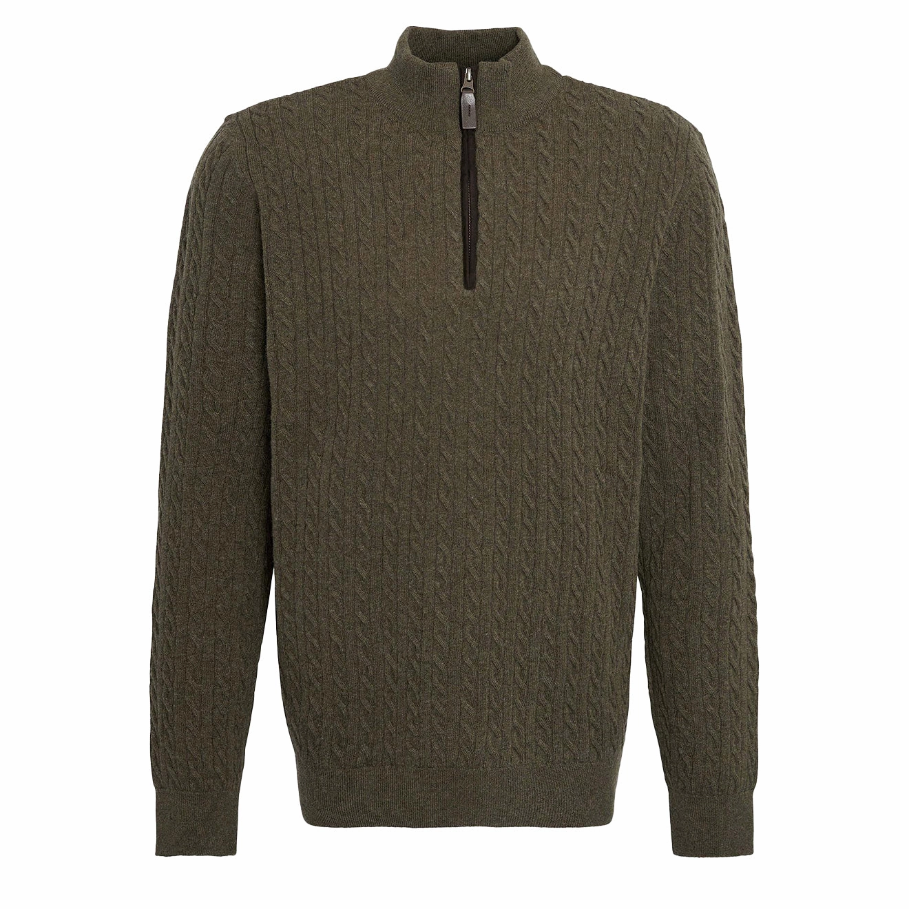 Barbour Ramsden Half Zip Knitted Jumper Ivy Green mens sweaters cheap