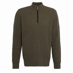 Barbour Ramsden Half Zip Knitted Jumper Ivy Green mens sweaters cheap