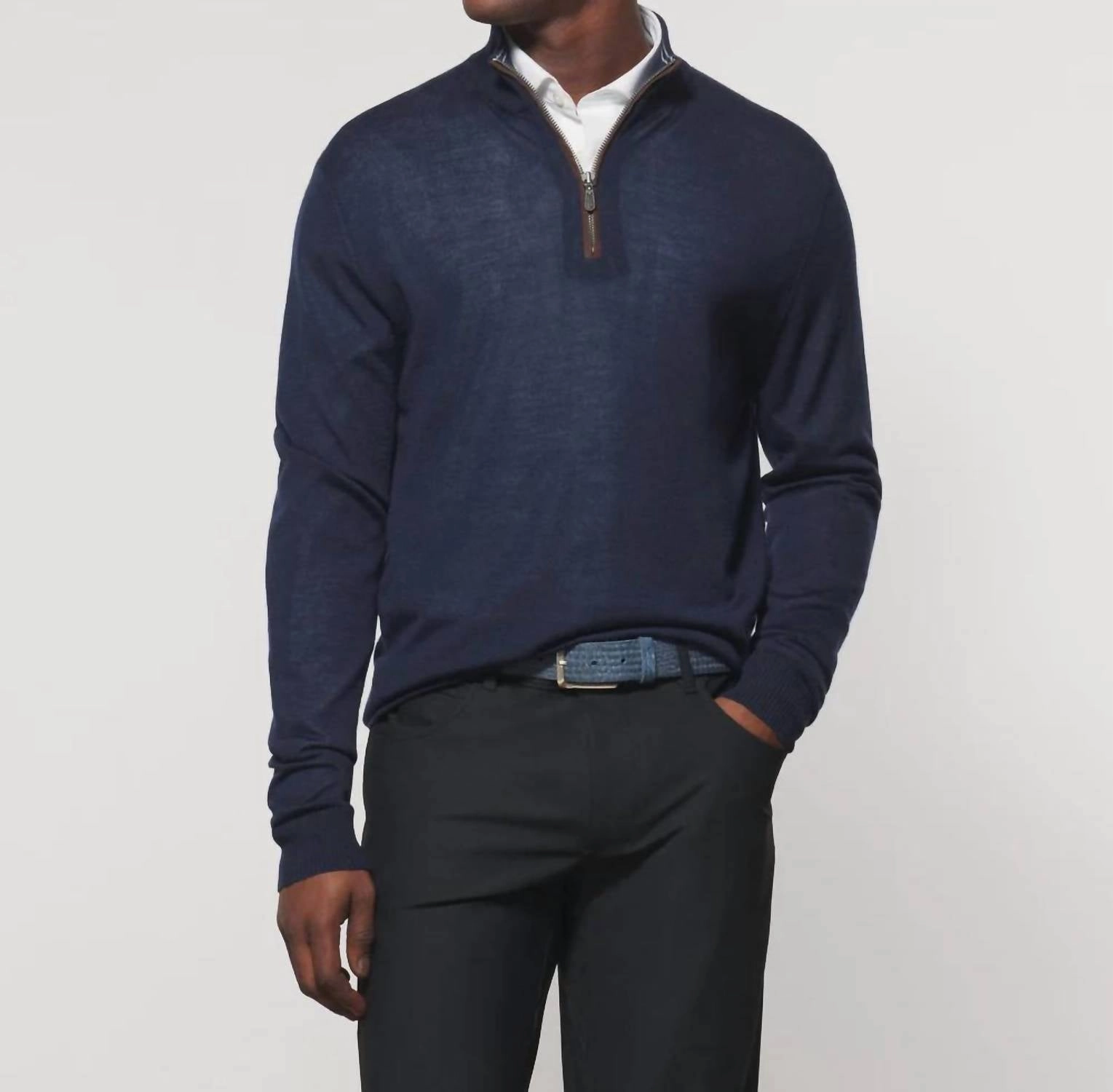 Baron Wool Blend 1/4 Zip Pullover Sweater In Twilight