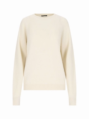 Basic Sweater In Cream Cashmere Tops Womens - cold-shoulder tops