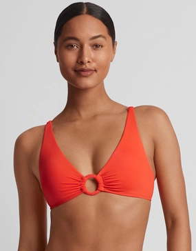 Beach Club Solids Macrame Ring OTS Bikini Top - Persimmon Swim Womens - beachwear discount