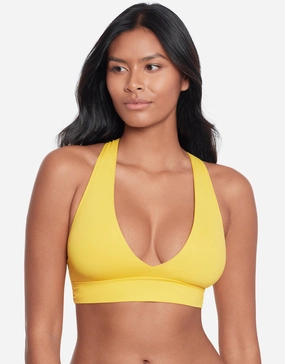 Beach Club Solids Twist X Back Bikini Top - Yellow Swim Womens - sport swimwear clearance
