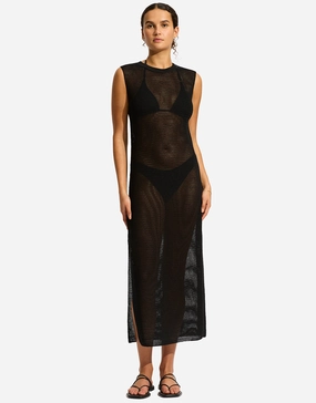 Beach Edit Maxi Knit Dress - Black Swim Womens - bikinis clearance