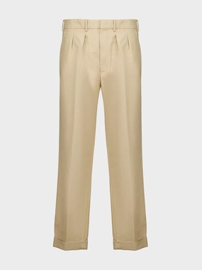 Beige Cotton Satin Semi-Sartorial Trousers Suits Mens - men's suits outlet