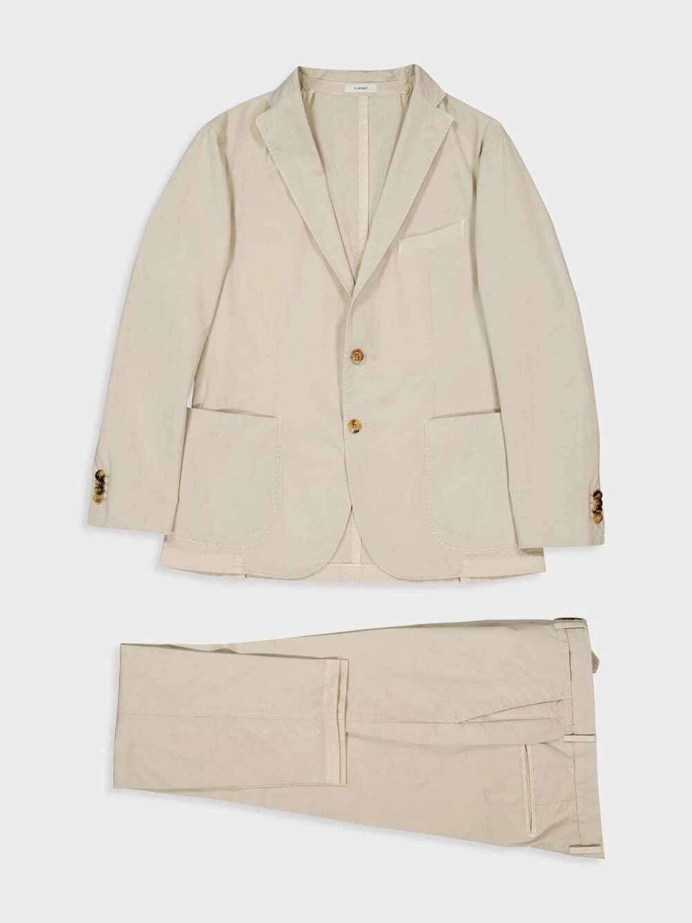 Beige Cotton Suit with Blazer and Trousers