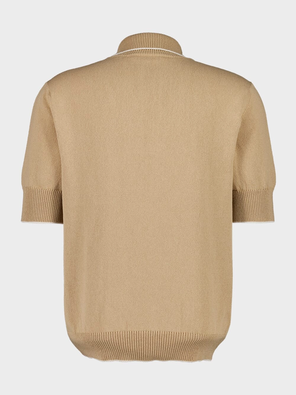 Beige cusson Embroidered Knit Polo Shirt