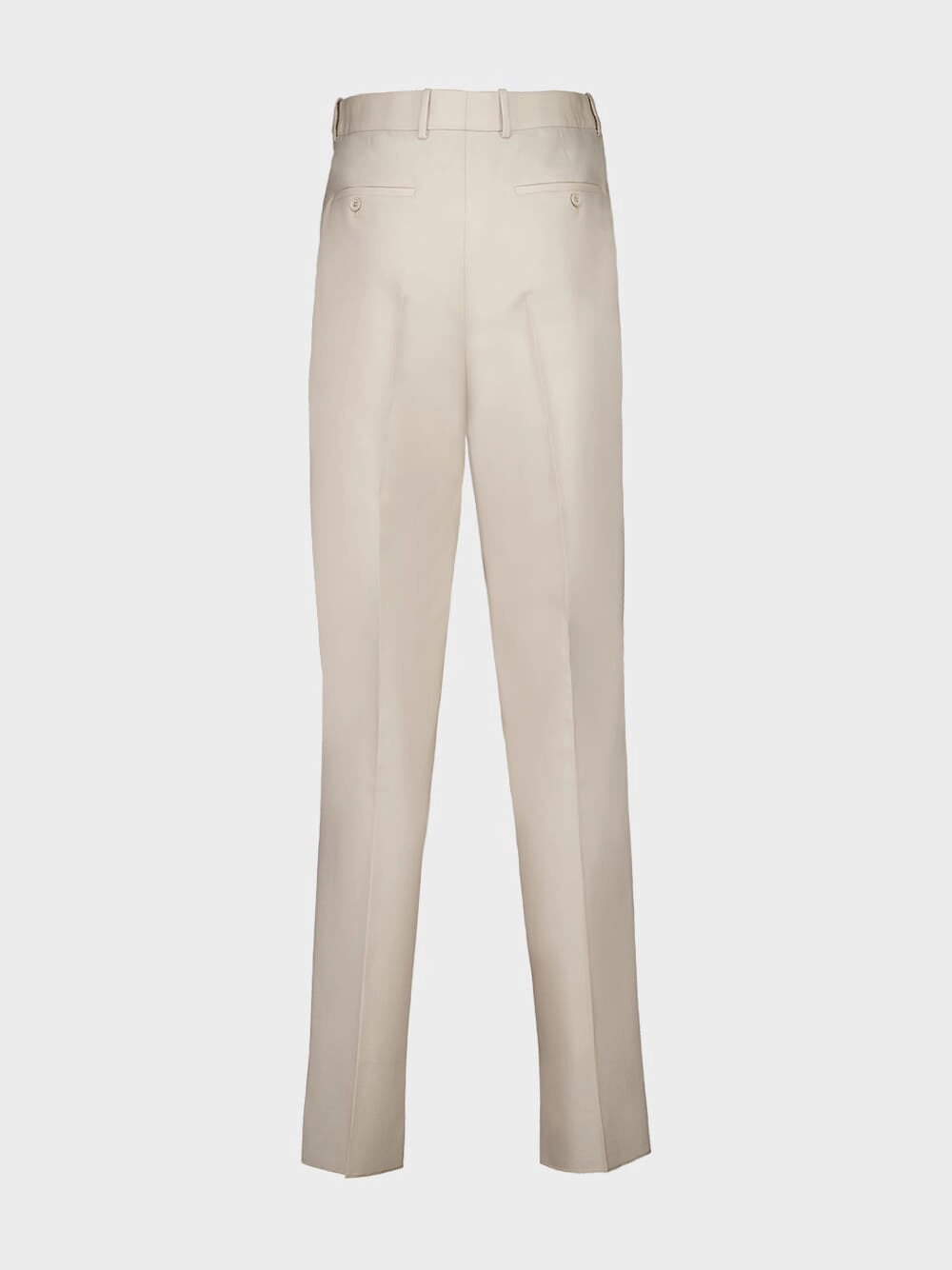 Beige High-Waisted Wool Trousers