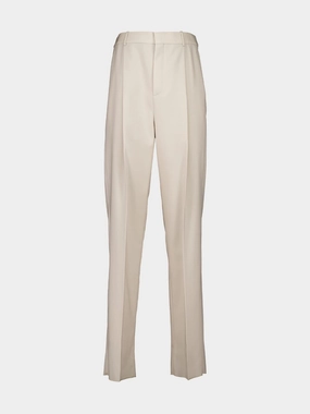 Beige High-Waisted Wool Trousers Suits Mens - men's suits outlet