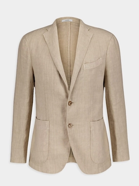 Beige Linen Notch-Lapel Jacket Suits Mens - men's suits outlet