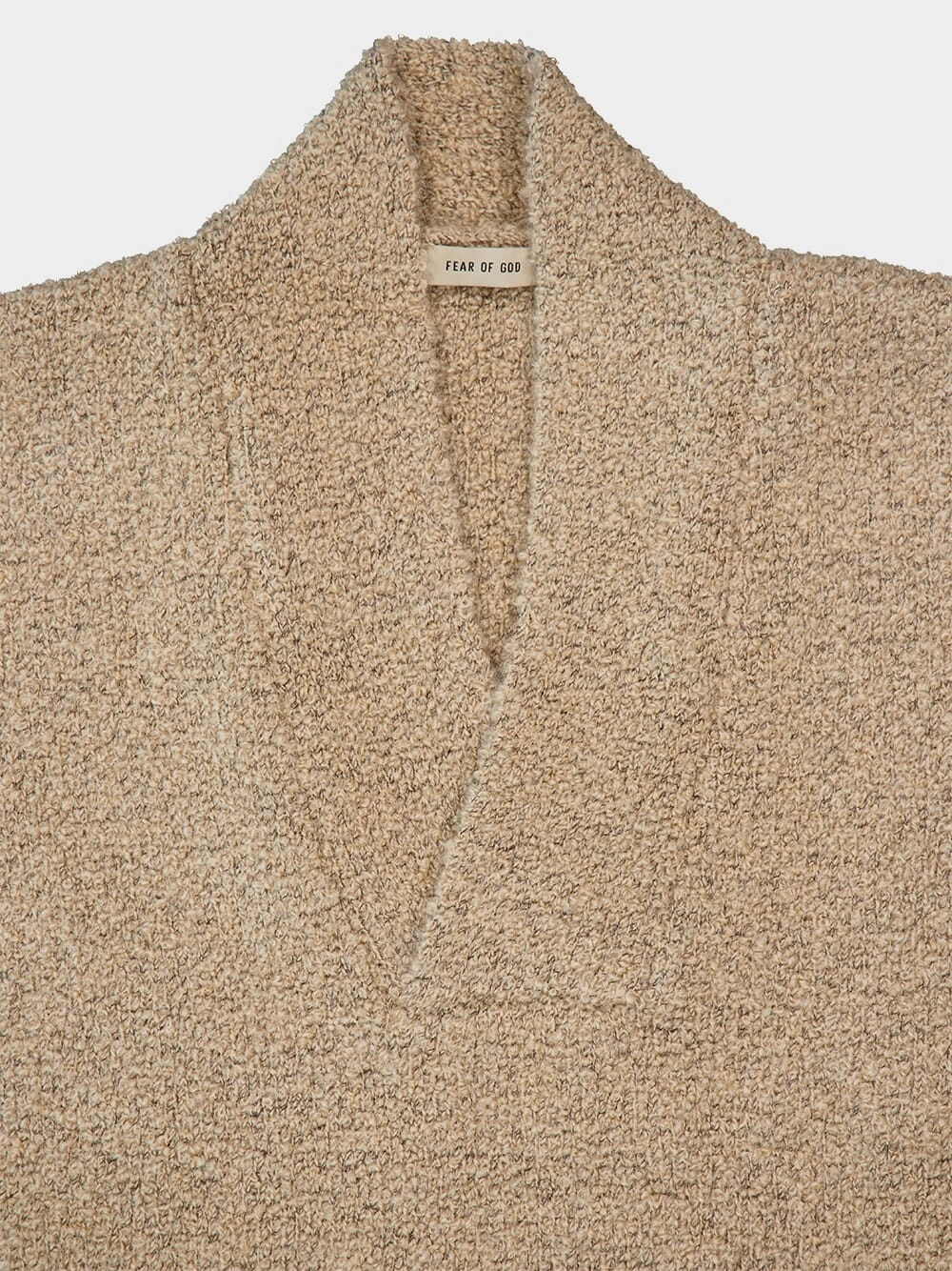 Beige Wool Mohair V-Neck Sweater