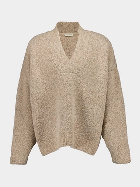 Beige Wool Mohair V-Neck Sweater Knitwear Mens - men's sweaters sale