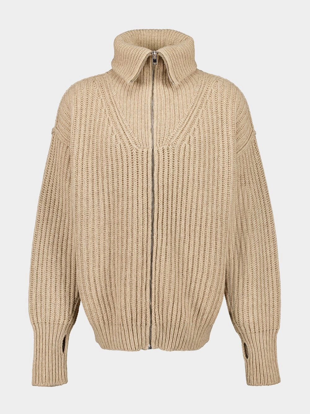 Beige Zipped Alpaca Wool Cardigan Knitwear Mens - men's sweaters sale