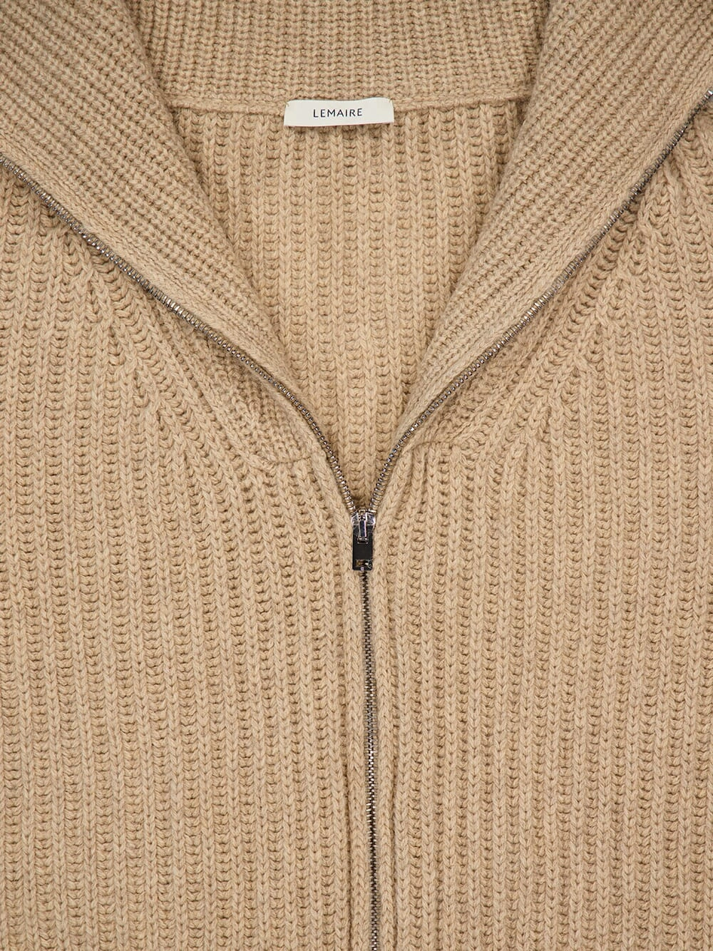 Beige Zipped Alpaca Wool Cardigan